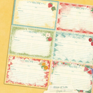 Graphic 45 Slice of Life 12X12 Recipe Card Cut-apart Patterns and Solids