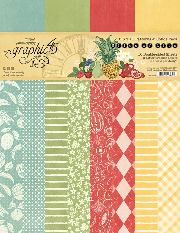 Graphic 45 Slice of Life 8.5 X 11 Patterns & Solids Pack