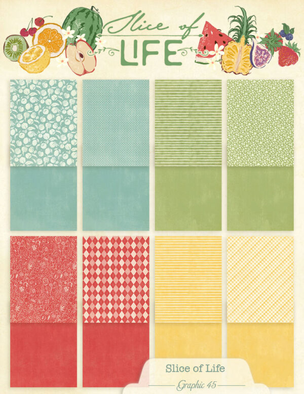 Graphic 45 Slice of Life 8.5 X 11 Patterns & Solids Pack
