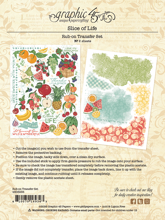 Graphic 45 Slice of Life Rub-on Transfers