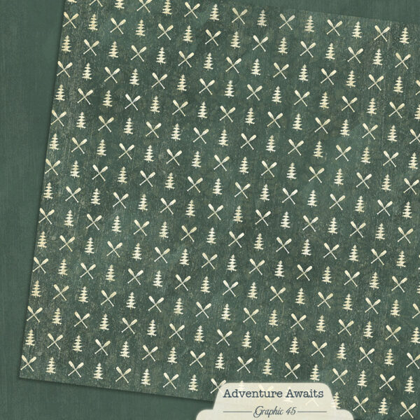 Graphic 45 Adventure Awaits 12X12 Evergreen Patterns and Solids