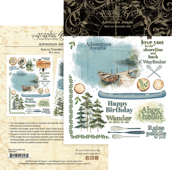Graphic 45 Adventure Awaits Rub-on Transfers
