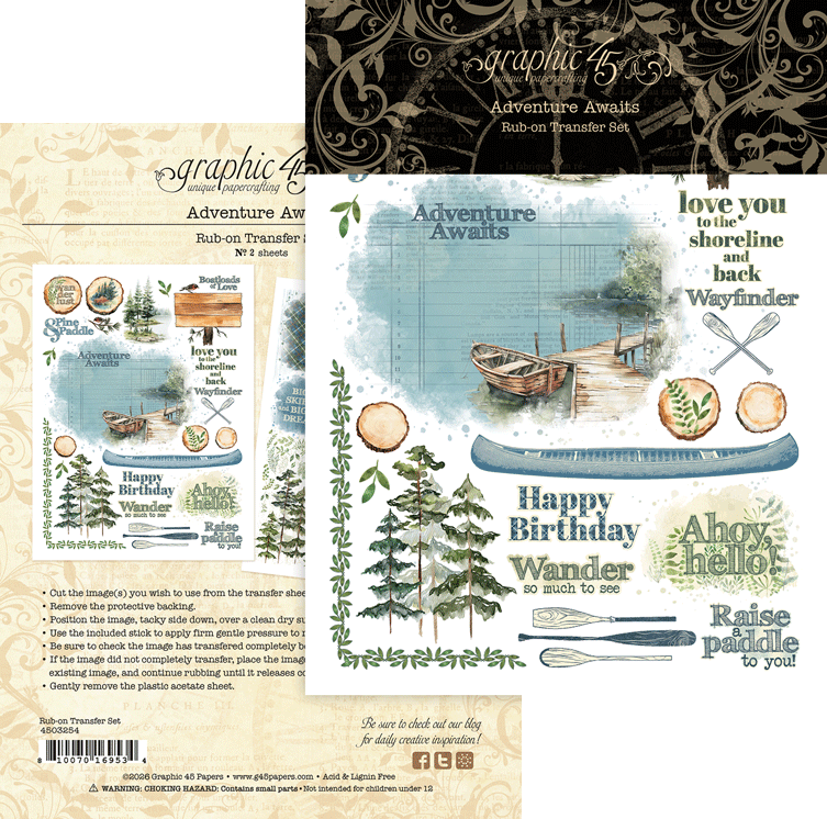 Graphic 45 Adventure Awaits Rub-on Transfers
