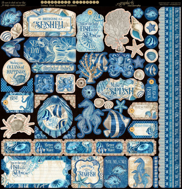 Graphic 45 Ocean Blue Keepsake Kit With Exclusive Metal Die-set