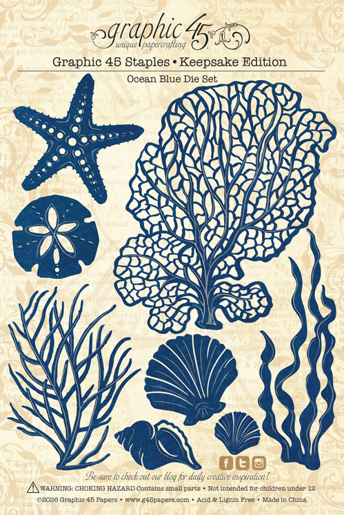 Graphic 45 Ocean Blue Keepsake Kit With Exclusive Metal Die-set