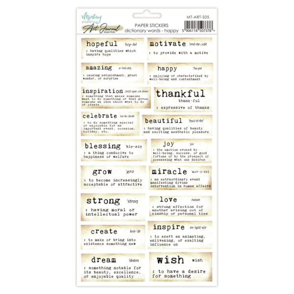 Mintay 6 X 12 Art Journal Sticker Dictonary Words Happy