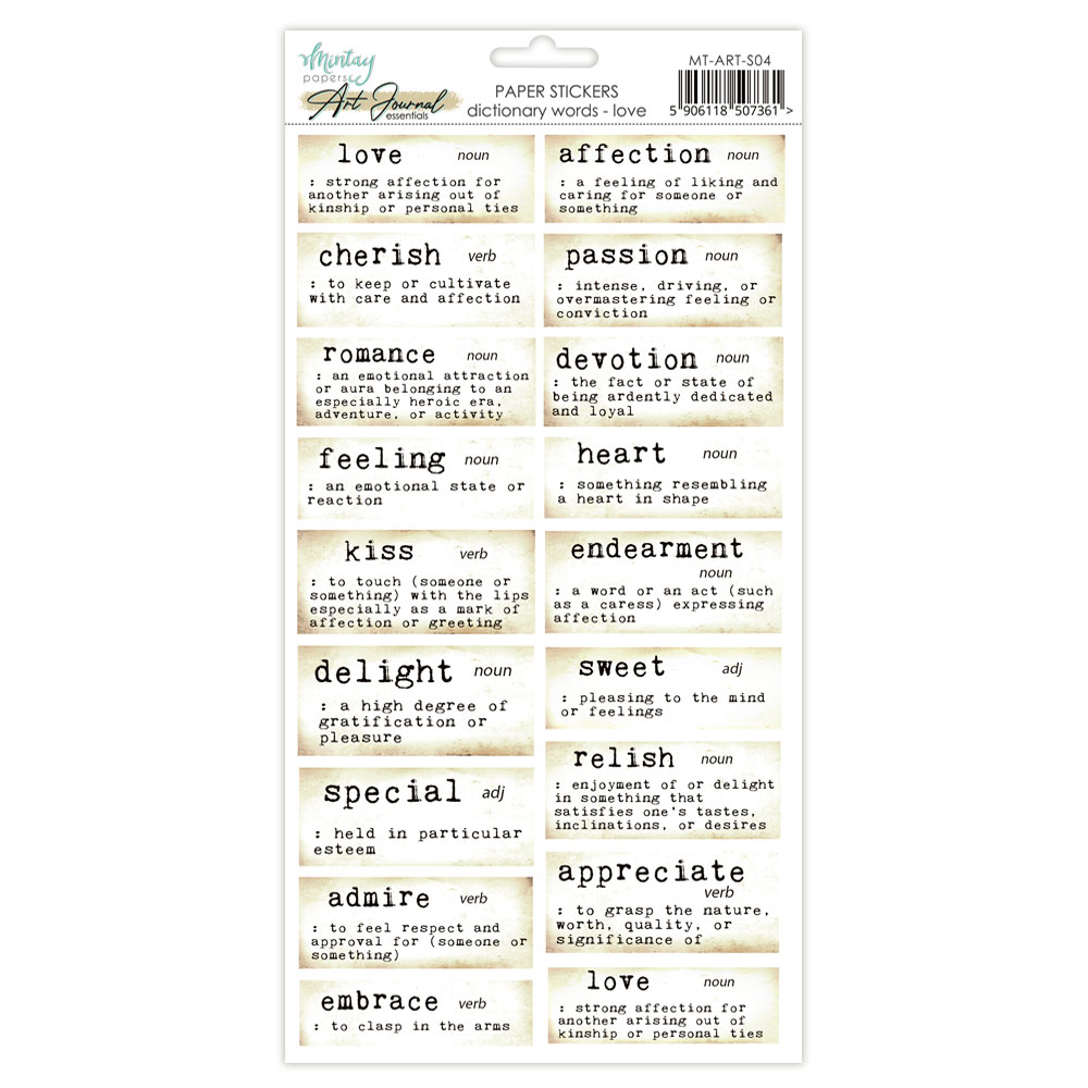 Mintay 6 X 12 Art Journal Sticker Dictonary Words Love