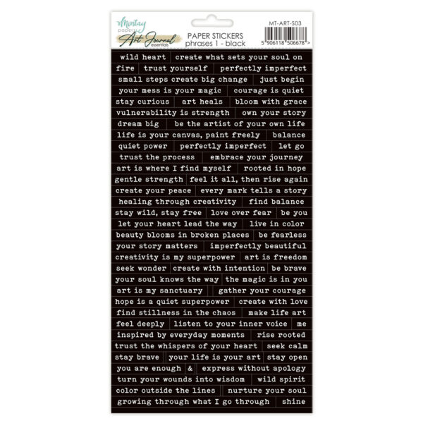 Mintay 6 X 12 Art Journal Sticker Phrases 1 Black