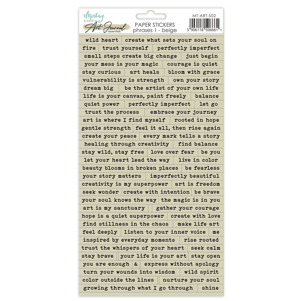 Mintay 6 X 12 Art Journal Sticker Phrases 1 Beige