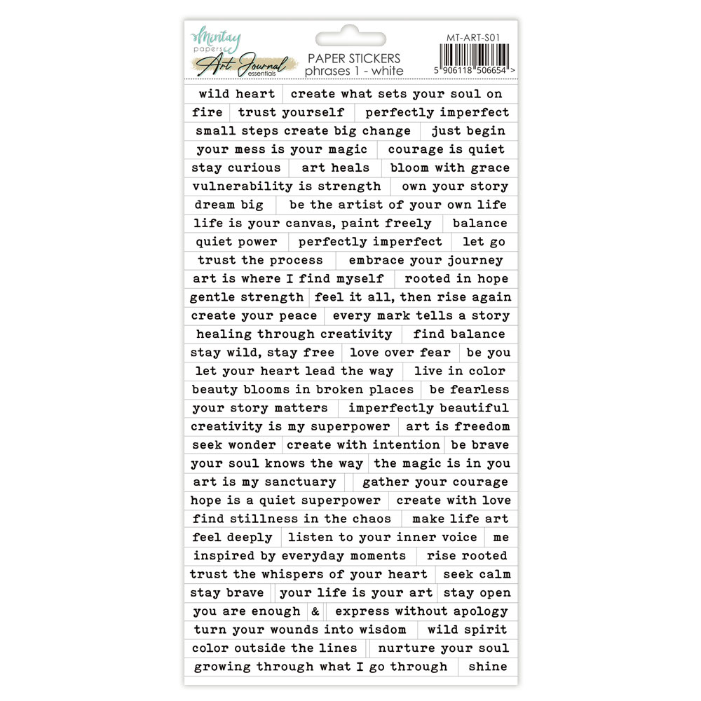 Mintay 6 X 12 Art Journal Sticker Phrases 1 White