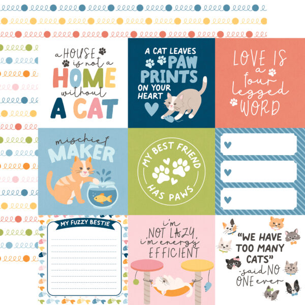 Echo Park Cat Lover 12X12 4X4 Journaling Cards