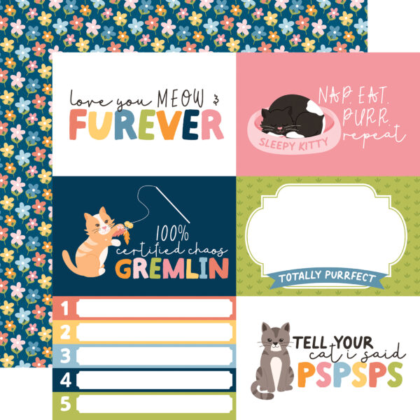 Echo Park Cat Lover 12X12 6X4 Journaling Cards Echo Park Cat Lover 12X12 6X4 Journaling Cards