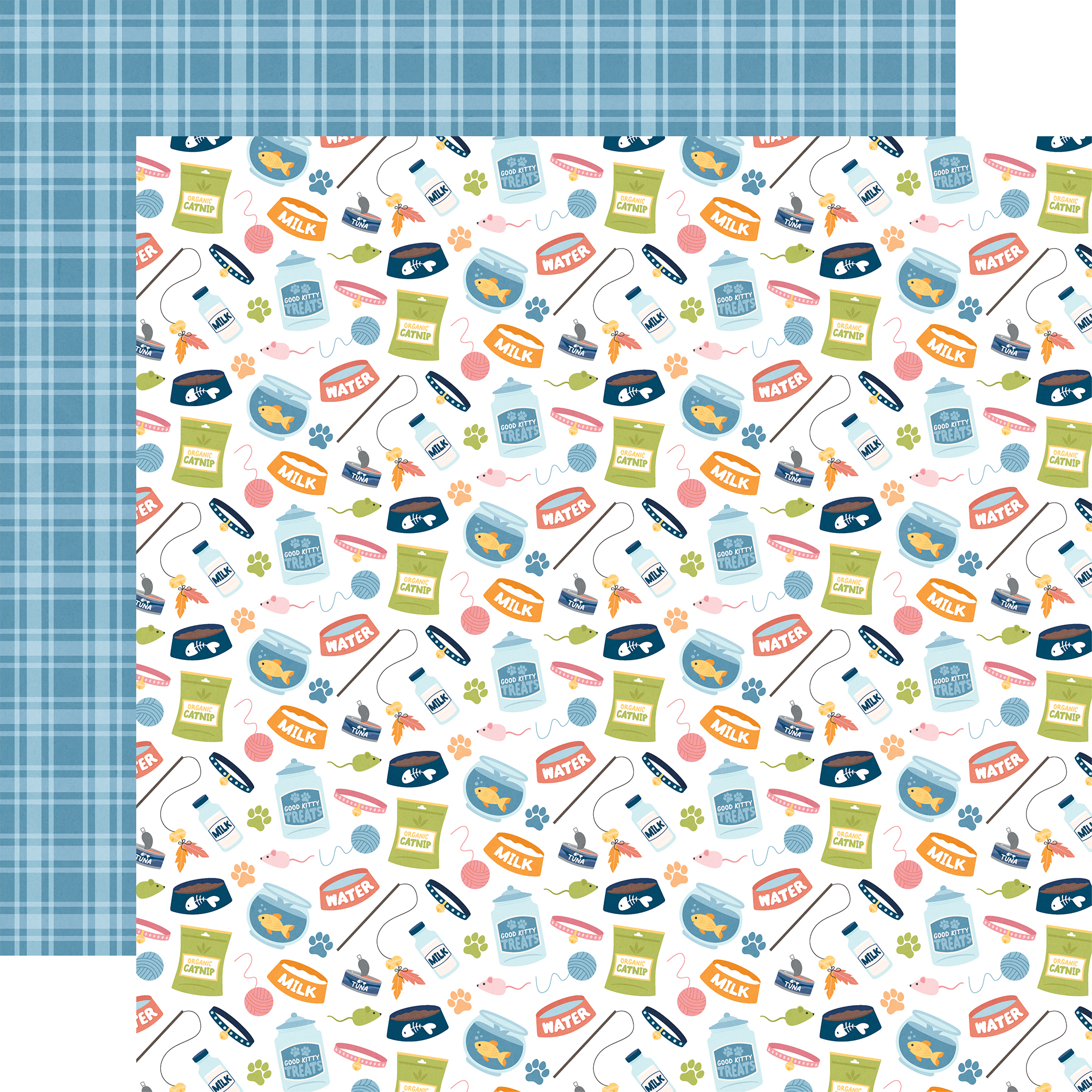 Echo Park Cat Lover 12X12 Cat Food and Toys