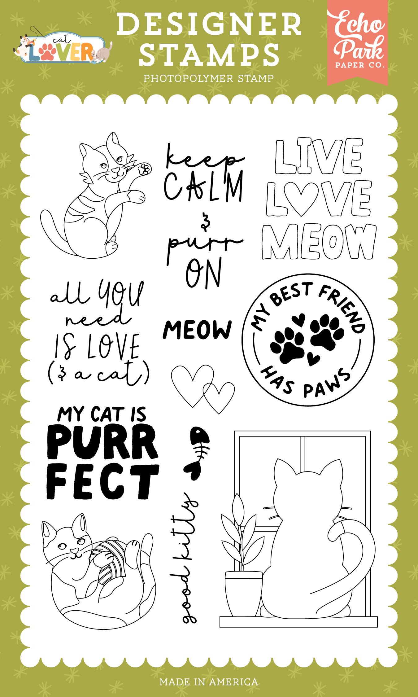 Echo Park Cat Lover Stamp Live Love Meow