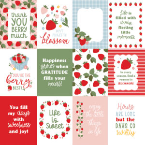 Echo Park Strawberry Fields 12X12 3X4 Journaling Cards