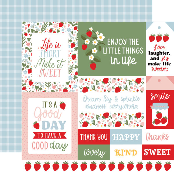 Echo Park Strawberry Fields 12X12 Multi Journaling Cards Echo Park Strawberry Fields 12X12 Multi Journaling Cards