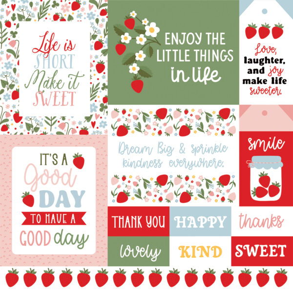 Echo Park Strawberry Fields 12X12 Multi Journaling Cards