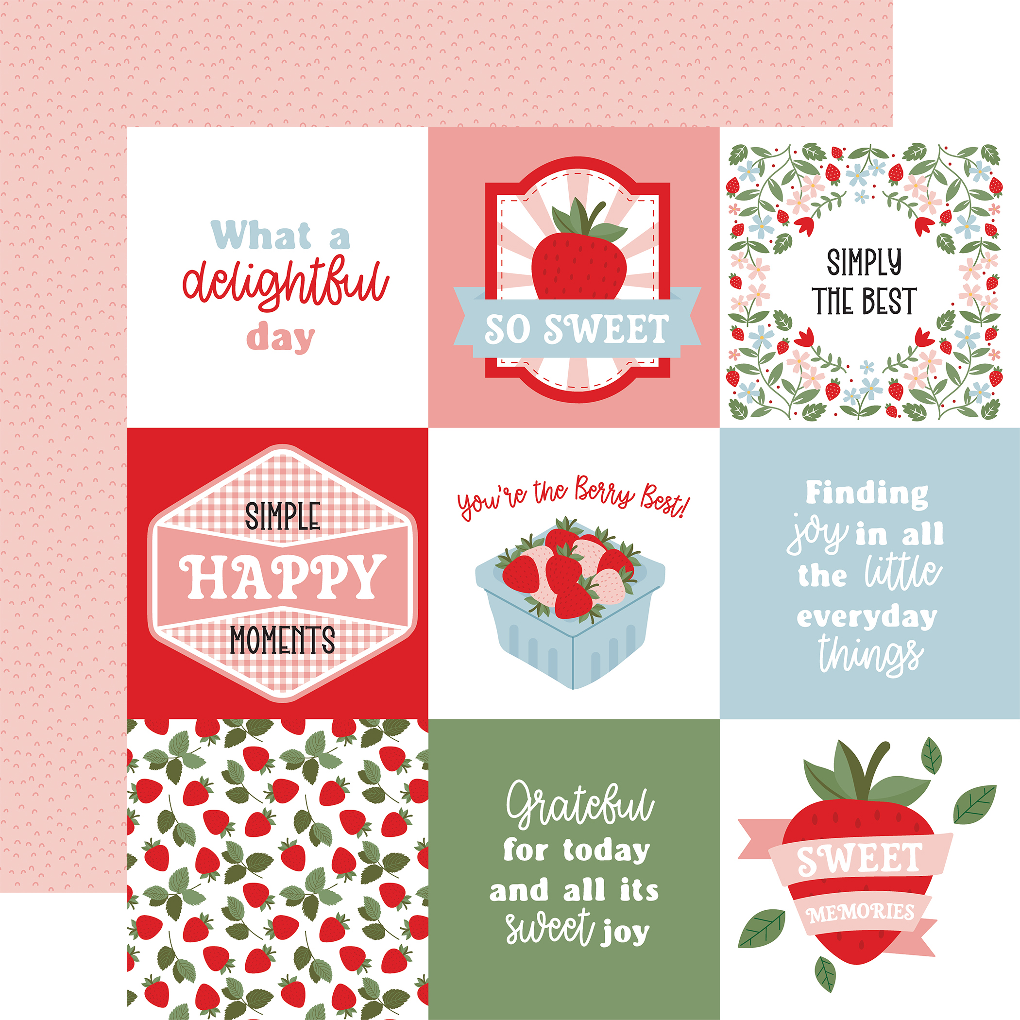 Echo Park Strawberry Fields 12X12 4X4 Journaling Cards