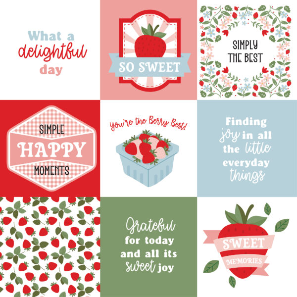 Echo Park Strawberry Fields 12X12 4X4 Journaling Cards