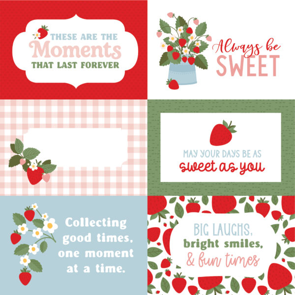 Echo Park Strawberry Fields 12X12 6X4 Journaling Cards