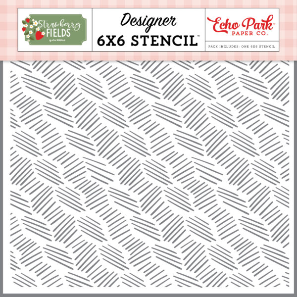 Echo Park Strawberry Fields Stencil Berry Basket Weave
