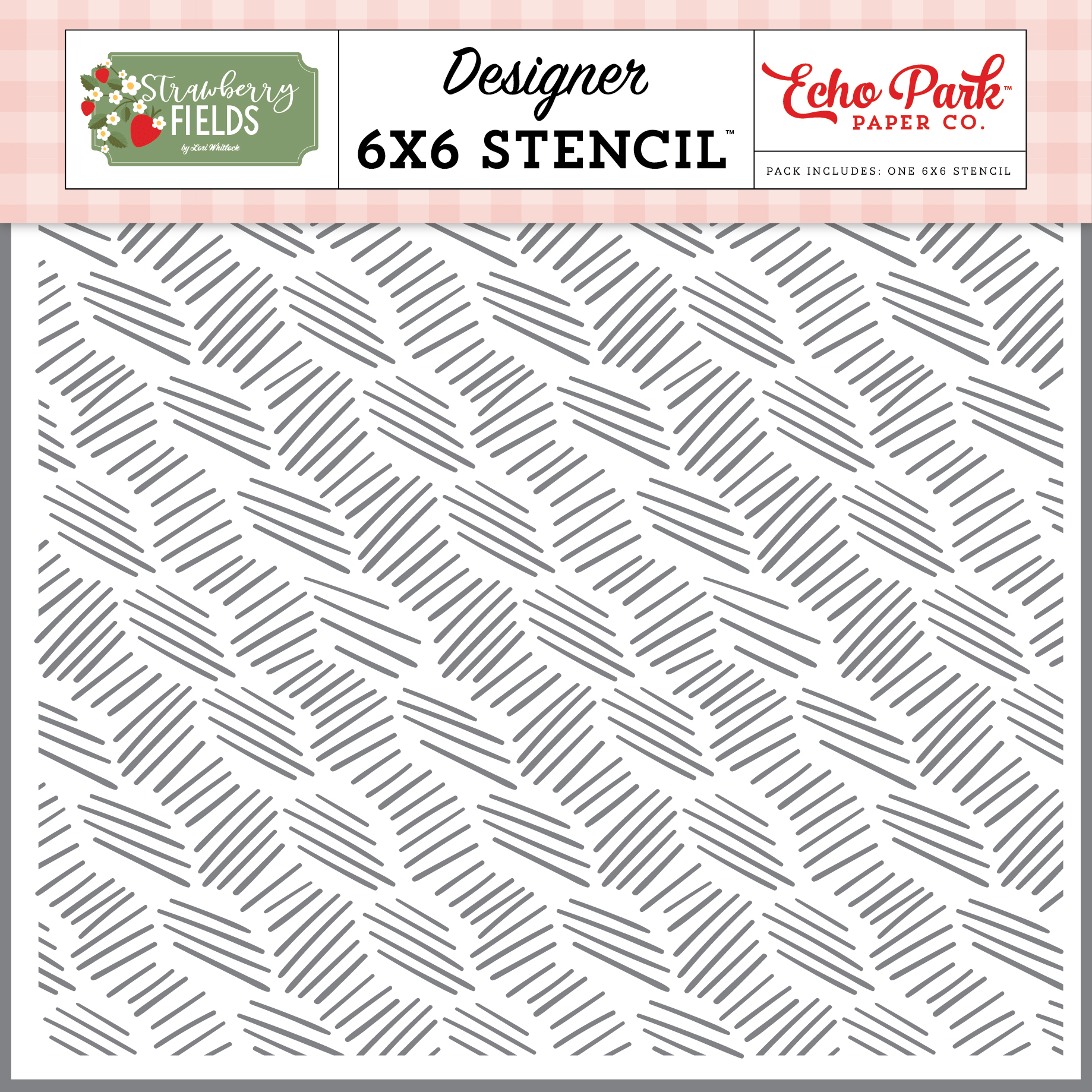 Echo Park Strawberry Fields Stencil Berry Basket Weave
