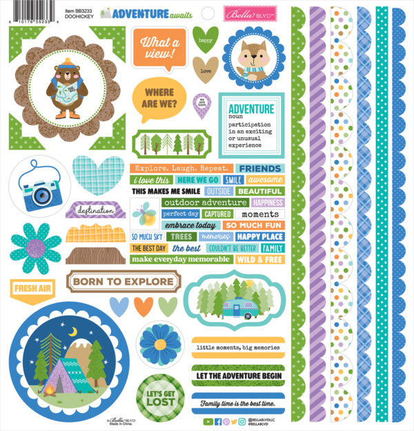 Bella Boulevard Adventure Awaits Doohickey Cardstock Stickers