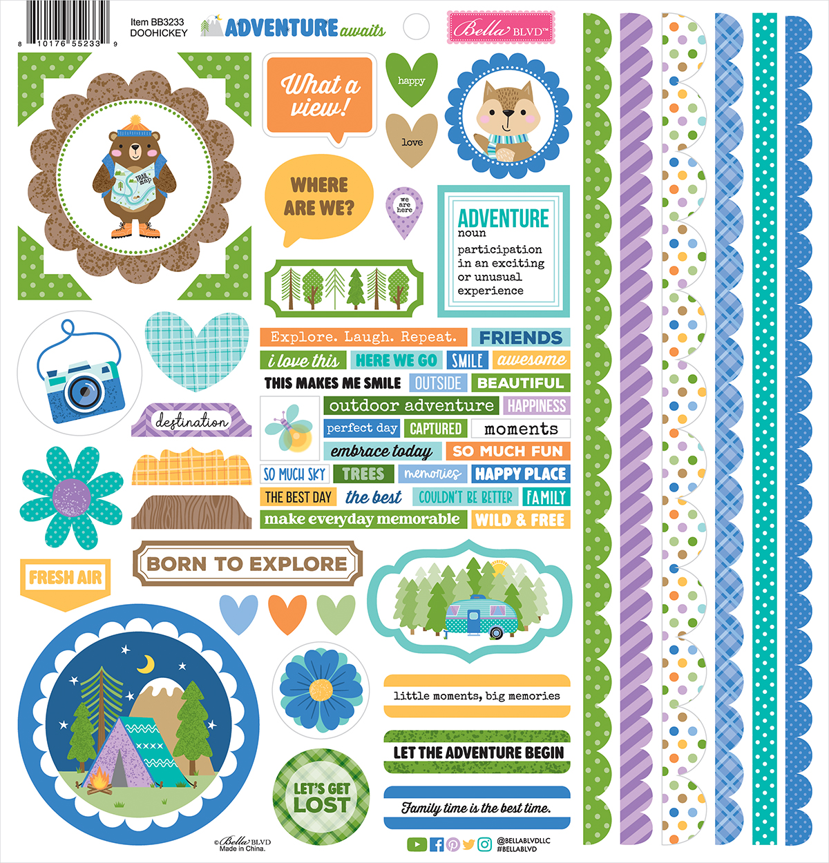 Bella Boulevard Adventure Awaits Doohickey Cardstock Stickers