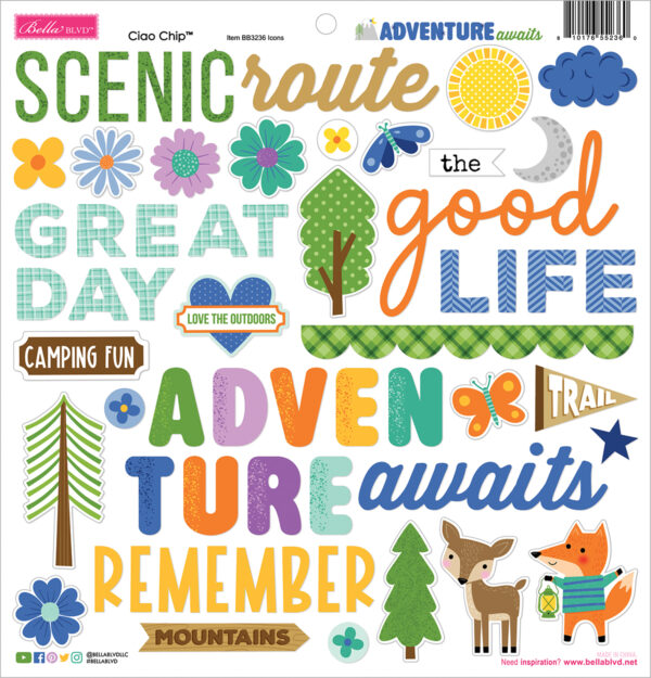 Bella Boulevard Adventure Awaits Ciao Chipboard Icons
