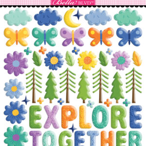 Bella Boulevard Adventure Awaits Explore Together Puffy Stickers