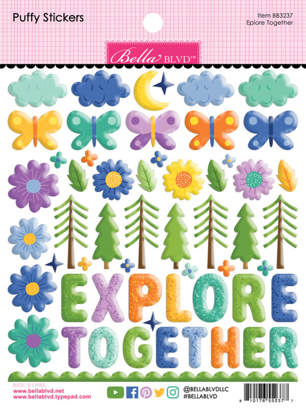Bella Boulevard Adventure Awaits Explore Together Puffy Stickers