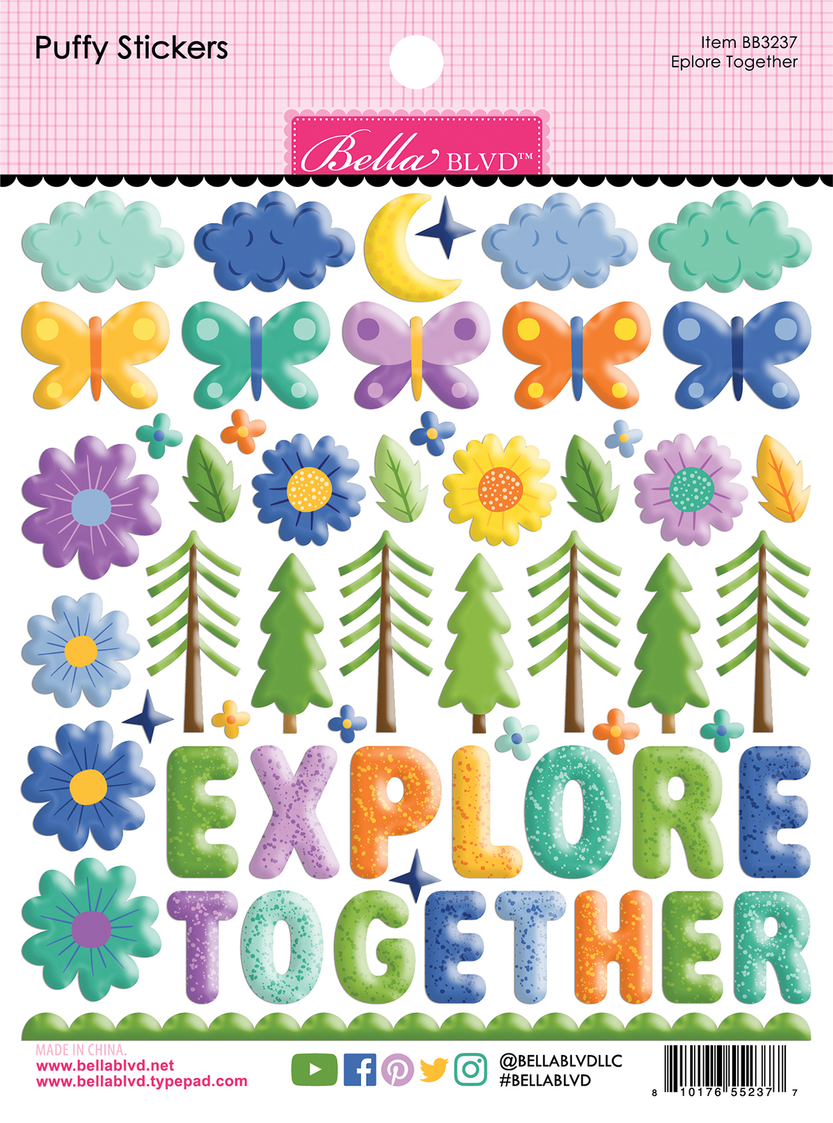 Bella Boulevard Adventure Awaits Explore Together Puffy Stickers