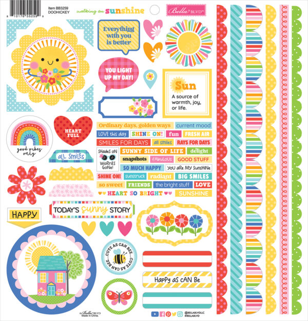 Bella Boulevard Walking On Sunshine Doohickey Cardstock Stickers