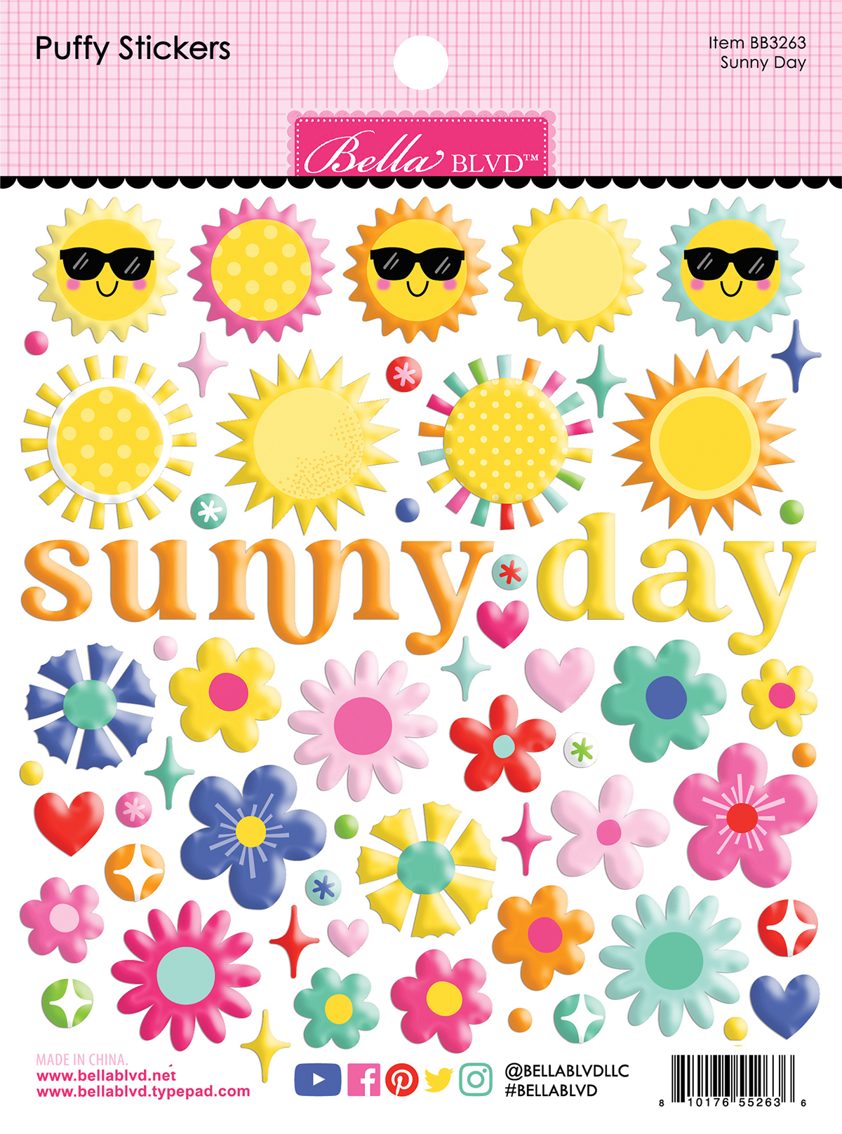 Bella Boulevard Walking On Sunshine Sunny Day Puffy Stickers
