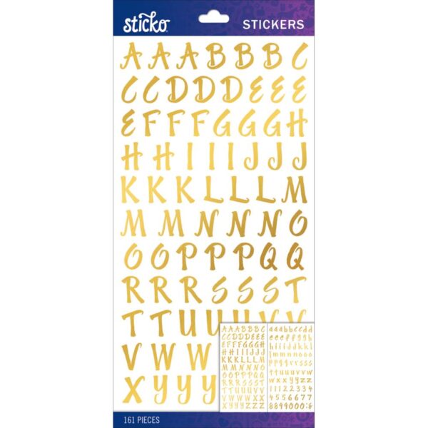 EK SUCCESS STICKO ALPHABET BRUSH SM GOLD FOIL
