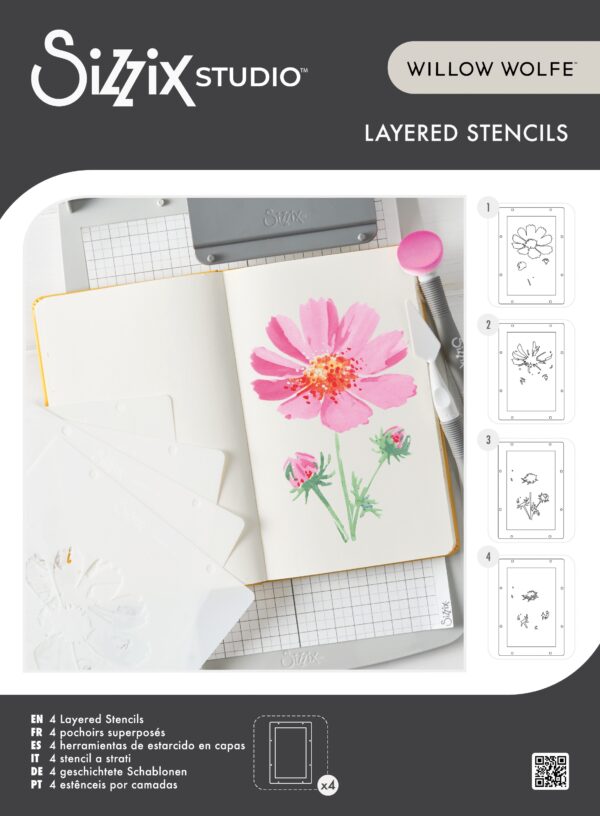 SIZZIX A6 WOLFE LAYERED STENCILS COSMOS