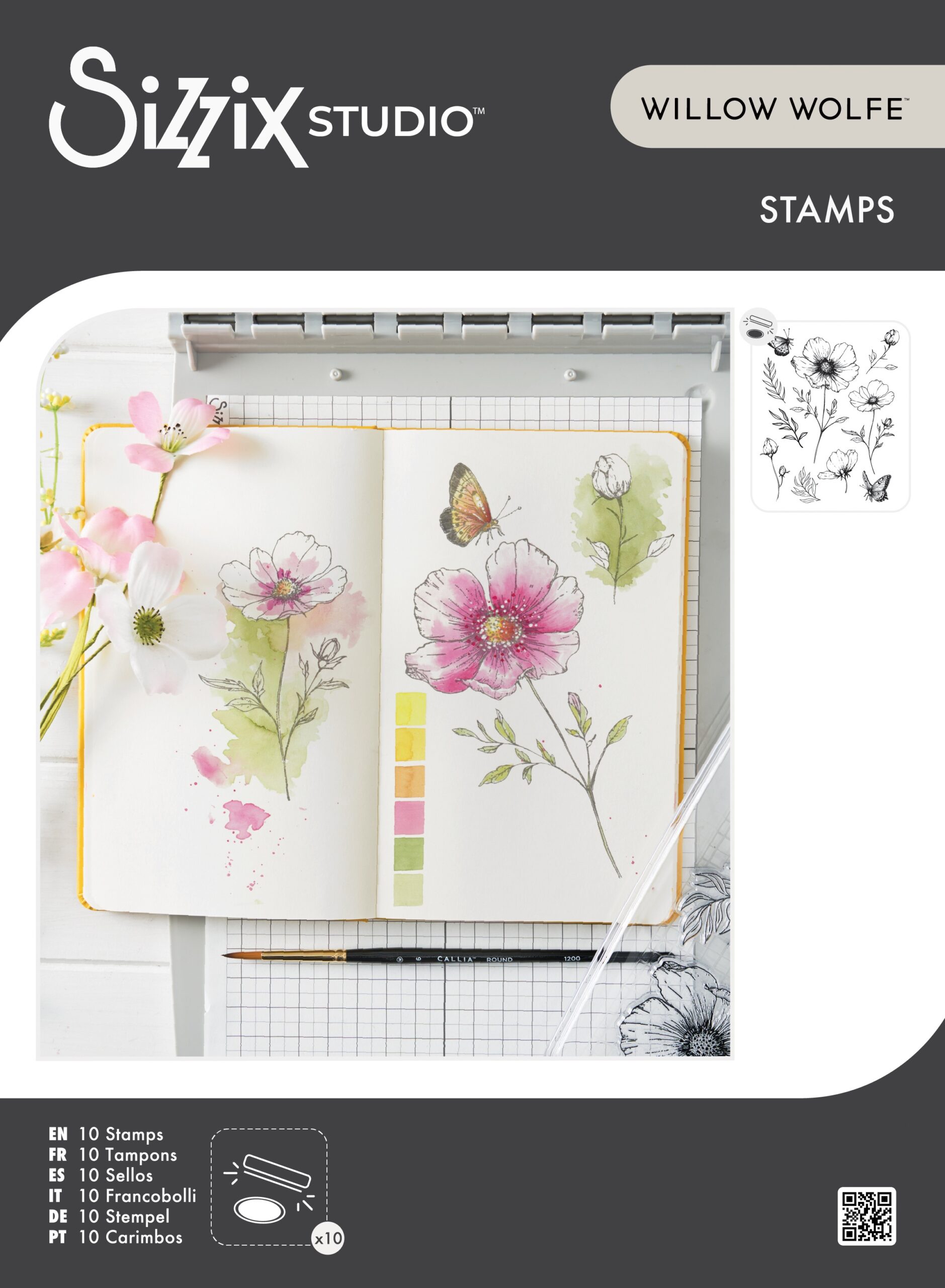 SIZZIX WOLFE STAMPS COSMOS & BUTTERFLIES