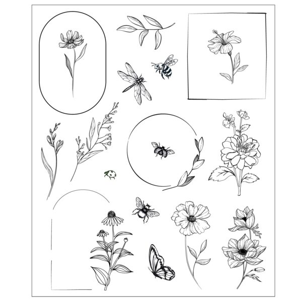 SIZZIX WOLFE STAMPS FLORAL FRAMES & MINI FLOWERS
