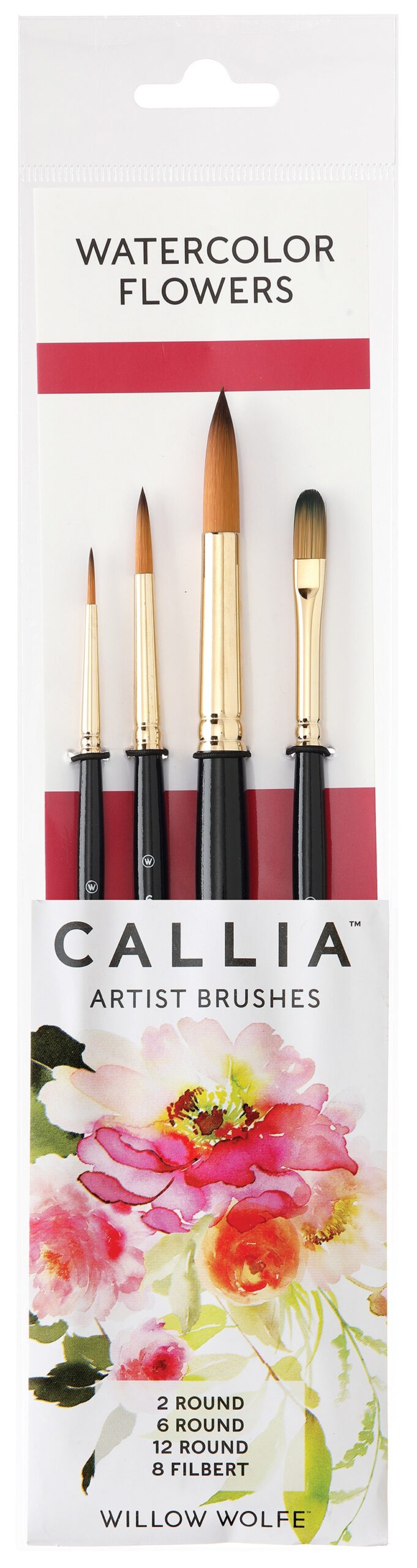 WILLOW WOLFE CALLIA WATERCOLOR BRUSHES FLOWERS ROUND & FILBERT