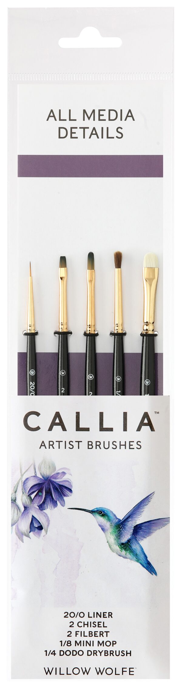 WILLOW WOLFE CALLIA WATERCOLOR BRUSHES ALL MEDIA DETAILS