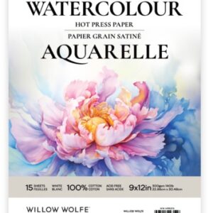 WILLOW WOLFE AQUARELLE HOT PRESS 9X12 WATERCOLOR PAPER