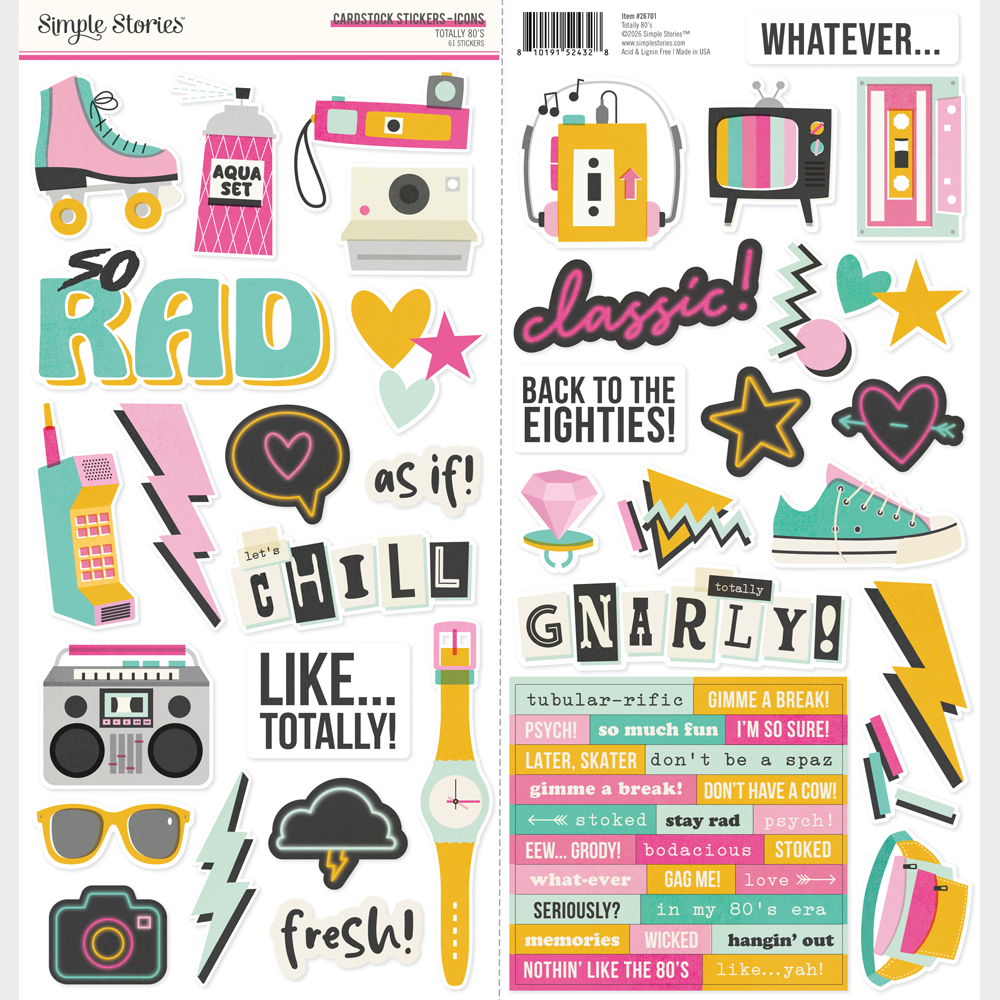 Simple Stories Totally 80'S Cardstock Stickers Icons