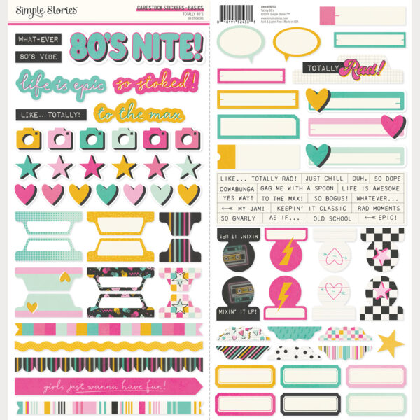 Simple Stories Totally 80'S Cardstock Stickers Basics
