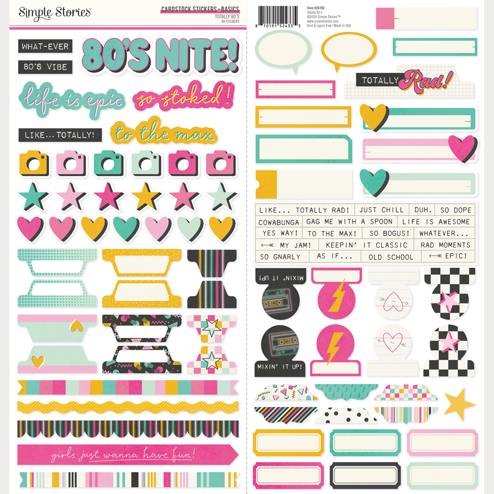 Simple Stories Totally 80'S Cardstock Stickers Basics