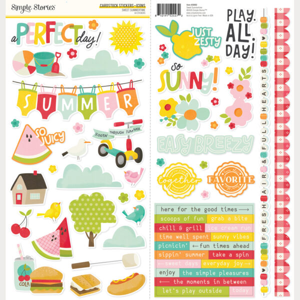 Simple Stories Sweet Summertime Cardstock Stickers Icons Simple Stories Sweet Summertime Cardstock Stickers Icons