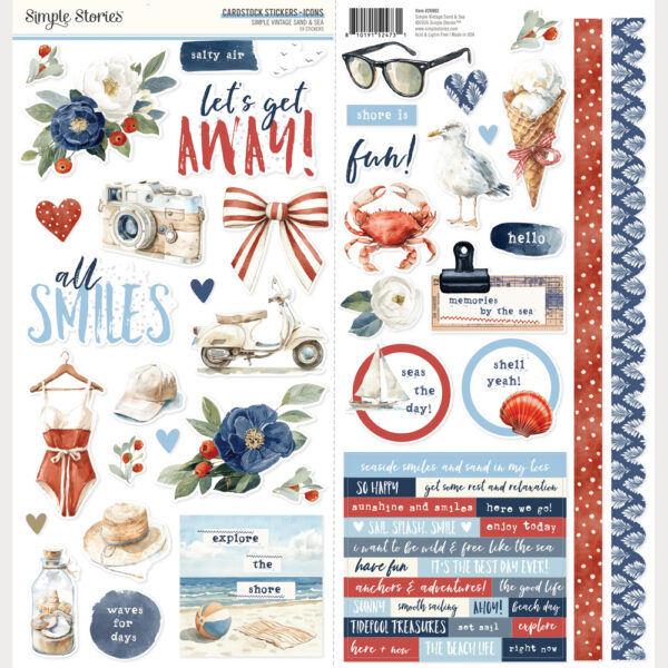 Simple Stories Simple Vintage Sand & Sea Cardstock Stickers Icons