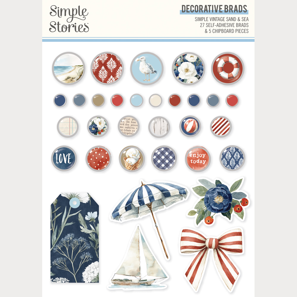 Simple Stories Simple Vintage Sand & Sea Decorative Brads