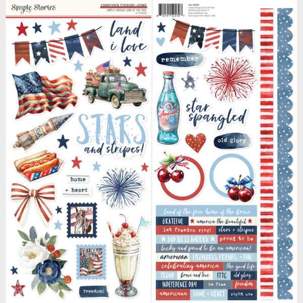 Simple Stories Simple Vintage Land of the Free Cardstock Stickers Icons Simple Stories Simple Vintage Land of the Free Cardstock Stickers Icons