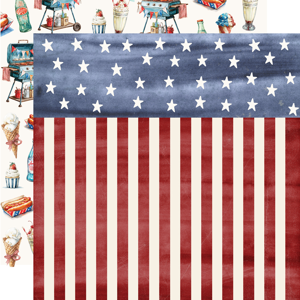 Simple Stories Simple Vintage Land of the Free 12X12 Stars & Stripes