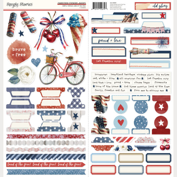 Simple Stories Simple Vintage Land of the Free Cardstock Stickers Basics Simple Stories Simple Vintage Land of the Free Cardstock Stickers Basics